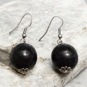 Elegant Black and Silver Drop Earrings